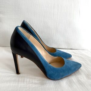 Nine West Blue Suede & Leather Pointed Toe Pumps